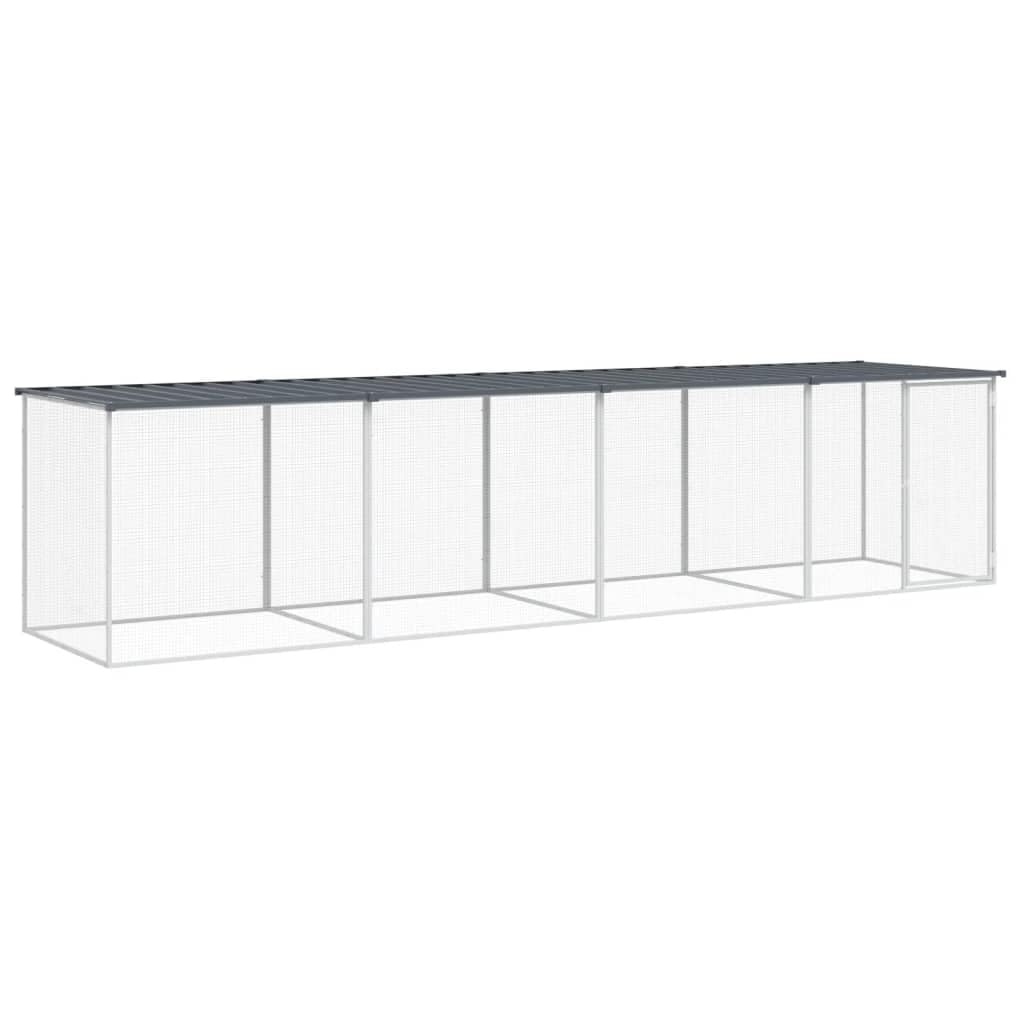 Gabbia per polli con tetto, 403 x 98 x 90 cm, in acciaio zincato