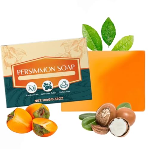 Gentle & Effective Persimmon Soap-Persimmon Soap for Body Odor, Brightening & Glow Persimmon Soap Bar, Persimmon Body Soap for Women with Tea Tree extract & Shea Butter (1)