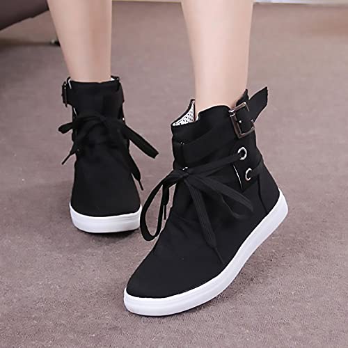 A/U Womens laarzen, anti-slip hoge schoenen canvas schoenen mode eenvoudige casual schoenen - Afbeelding 6