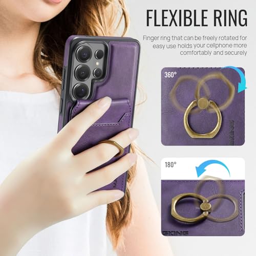 Funda de piel para Samsung S26 Ultra acabado premium morado 6