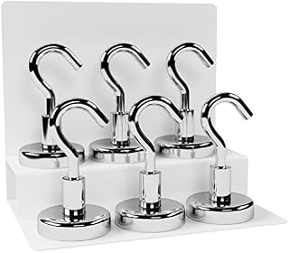 GAUDER Strong Magnetic Hooks | Neodymium Hooks for Fridges and Whiteboards | Silver Magnets for Hanging