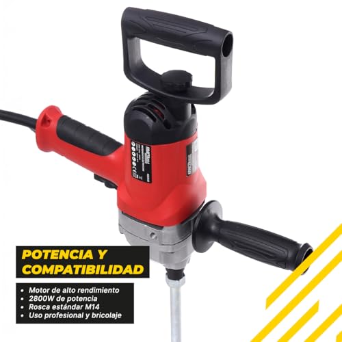 Miniatura 2 de Kraft Dele Kd3032 Mezclador Eléctrico 2800w Mortero, Cemento Y Pintura Batidora Amasadora Industrial Y Hormigonera Eléctrica Profesional Mixer Con Varilla Mezcladora Y Velocidad Regulable 0-850rpm