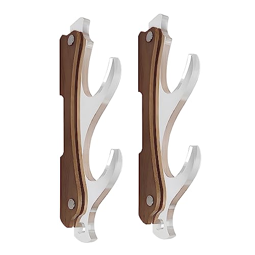SEEMINESALE 2-Tier Wall Mount Sword Holder, Acrylic Weapon Stand for Samurai Sword, Tanto, Rapier, Cosplay Blade, Lightsaber, Brown Wood Acrylic Material