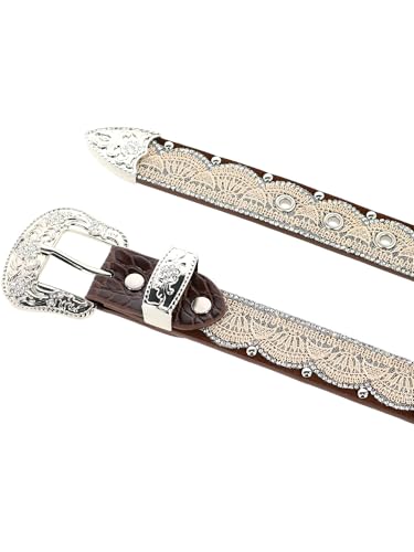 M&F Western 1.25" Lace Overlay Belt Brown/Tan SM4