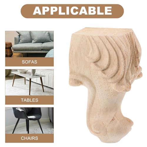 Patas de madera para muebles con diseño europeo vintage para armarios y sillas 4
