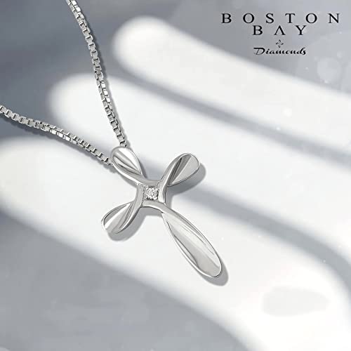 Boston Bay Diamonds Sterling Silver Diamond Accent Cross Pendant with 18" Chain 5