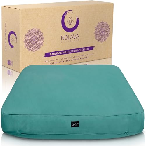 NOLAVA Zabuton Meditation Cushion measures 32"x28"x3" - Premium Comfort for Mindful Practices - Yoga Bolster - Meditation Pillow - Soft Green