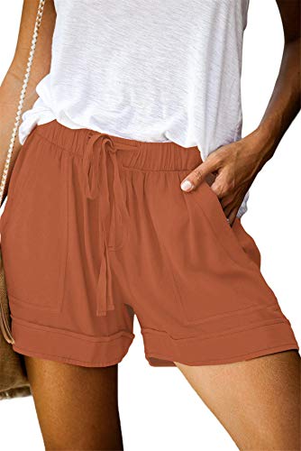 ONLYSHE Short feminino casual com cordão e bolsos para o verão, solto, esportivo, calça curta, A_ora
