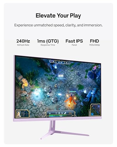 Image of Pixio PX279 Wave Purple 27 inch 240Hz Refresh Rate FHD 1080p Resolution Fast IPS Panel 1ms GTG Resonse Time Gaming Monitor and PS1S Wave Purple Single Monitor Arm