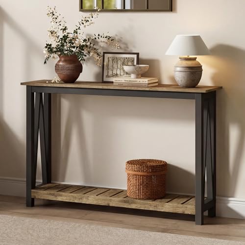 ChooChoo Farmhouse Console Table, Rustic Vintage Narrow Sofa Table for