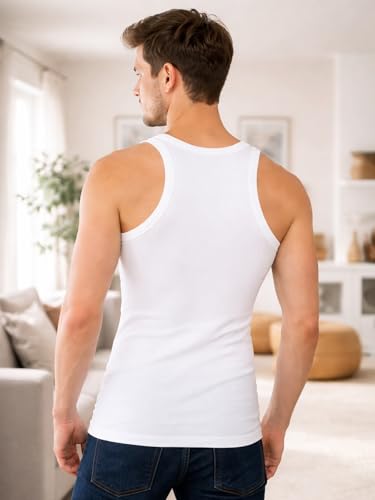 Image of Lux Cozi Men's Solid White Vest | Vest for Men | Pack of 3