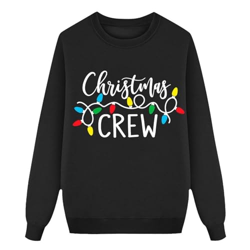 Juego de tres sudaderas familiares Navidad parejas a juego suéteres navideños divertidos cómodos cuello redondo jersey navideño para toda la familia suave reno sudadera de Navidad casual manga larga