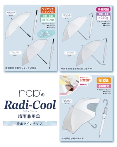 ゴルフ傘 日傘 晴雨兼用 rcp ワンタッチ式 長傘 ラディクール 最強 高遮熱＆軽量＆高強度タイプ【重量:460g】【傘サイズ 直径:120cm】【高遮熱 放射冷却素材 ラディクール 生地使用】【 UVカット率 100％ UPF50+ 】【遮光率100％ 一級遮光 】【遮熱率63％ S55ランク 】 涼しい日傘 紳士傘 遮熱日傘 熱中症対策 暑さ対策 紫外線対策 ゴルフ レジャー スポーツ観戦 行列 ファミリー メンズ Radi-Cool rcp6 19枚目