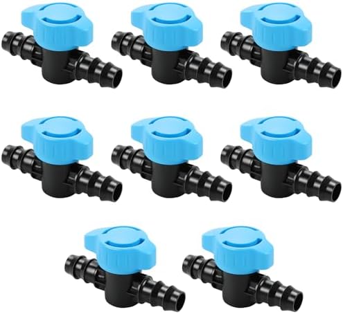 20 Pack 1/4 Inch Drip Irrigation Shut Off Valves – Barbed Valves For Flow Control In Garden & Lawn Watering Systems