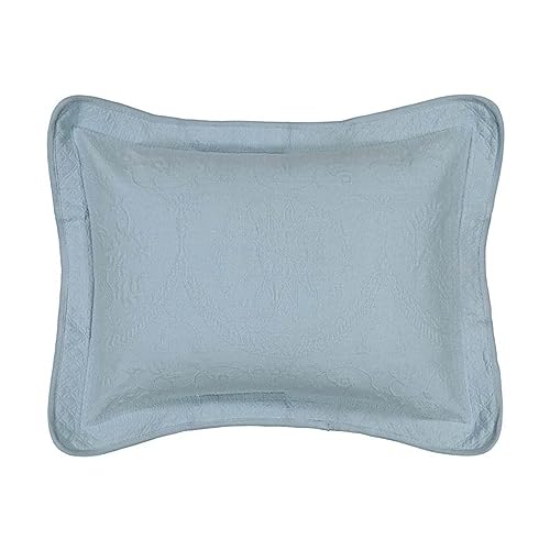 Image of King Charles Modern Farmhouse Floral Matelasse Decorative Pillowcase, 100% Cotton Breathable Bedding, King Sham (20 inch x 36 inch), Blue