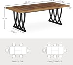 Tribesigns Dining Table for 6 People, 70.86-Inch Rectangle Wood Kitchen Table with Heavy Duty Metal Frame for Kitchen, Living Room (Retro Brown & Black)