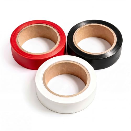 Regpre 3 Pack Electrical Tape Black Red White - 5.1 Mil Pvc Vinyl Insulating Rolls, Waterproof Multi Color Wire Wrap For Wiring, Cable Marking, Diy Repair, 0.62 In X 32.8 Ft, 600V Rated
