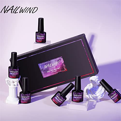 NAILWIND Semipermanente Unghie, Blu Bianco Rosa