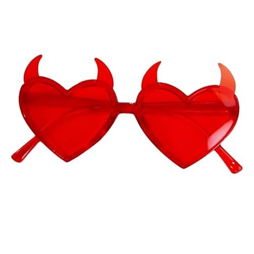Photo de YIZITU Lunettes de soleil vintage avec monture en forme de cœur et corne de diable pour adolescentes, Rouge, Reference size chart