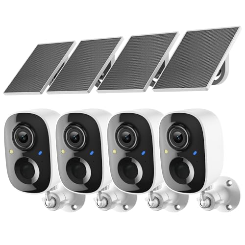 Image of 2K FHD Security Camera Wireless Outdoor Cameras for Home Security,AI Human Detection,Instant Alert,Color Night Vision,SD /Cloud Storage,Solar /Battery Powered,2.4G WIFI Only,Spotlight,Siren Alarm,4 Pack