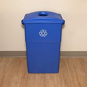 Genuine joe 23 gal recycling bin round cutout lid  urban country home decor