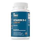 Dr. Tobias Vitamin D3 5000 IU, Essential for Healthy Bones, Teeth, and Immune System, Extra Strength Vitamin D Supplement, Non-GMO, 90 Capsules, 90 Servings