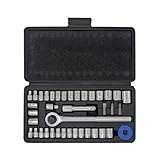 ULTRA STEEL 40-Piece Socket Set with Ratchet Driver, 1/4' and 3/8' Drive, Metric and SAE Sockets, Extension Bar, Blow Mold Case
