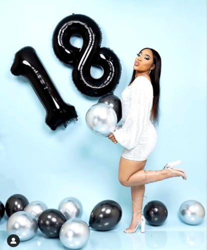 Image of 1 Balloon Numbers Birthday Decorations, 40In Black Balloons for Men Women | Eye-catching Appearance, Perfect Decorative Centerpieces, Convenient Self-sealing Structure, Widely for Various Occasions