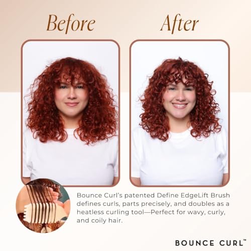 Image of Bounce Curl Define EdgeLift Brush - Curly Hair Brush for Defining Detangling and Sectioning Wavy Curly Coily Hair - Cherry