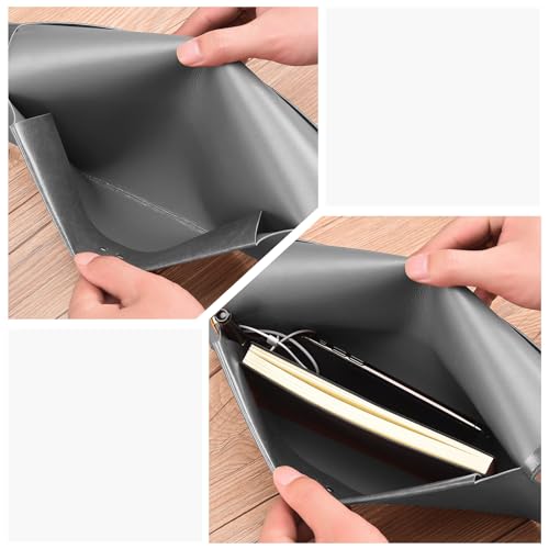 Yufocusqc Pasta de arquivo A5 de couro PU para documentos, pasta envelope A5 com fecho de pressão pa