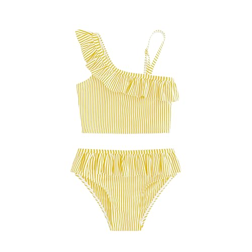 Image of LIZENS Girls Two Piece Swimwear Ruffle Trim 2-12Years Flounce Striped Beach Bathing Suit