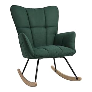 HaiYiZuhause Schaukelstuhl, Bequemer Stillsessel & Lesesessel, Relaxstuhl mit hoher Rückenlehne für Wohnzimmer, Schlafzimmer, Balkon oder Kinderzimmer, Moderner Schaukelsessel (Kleine grün)