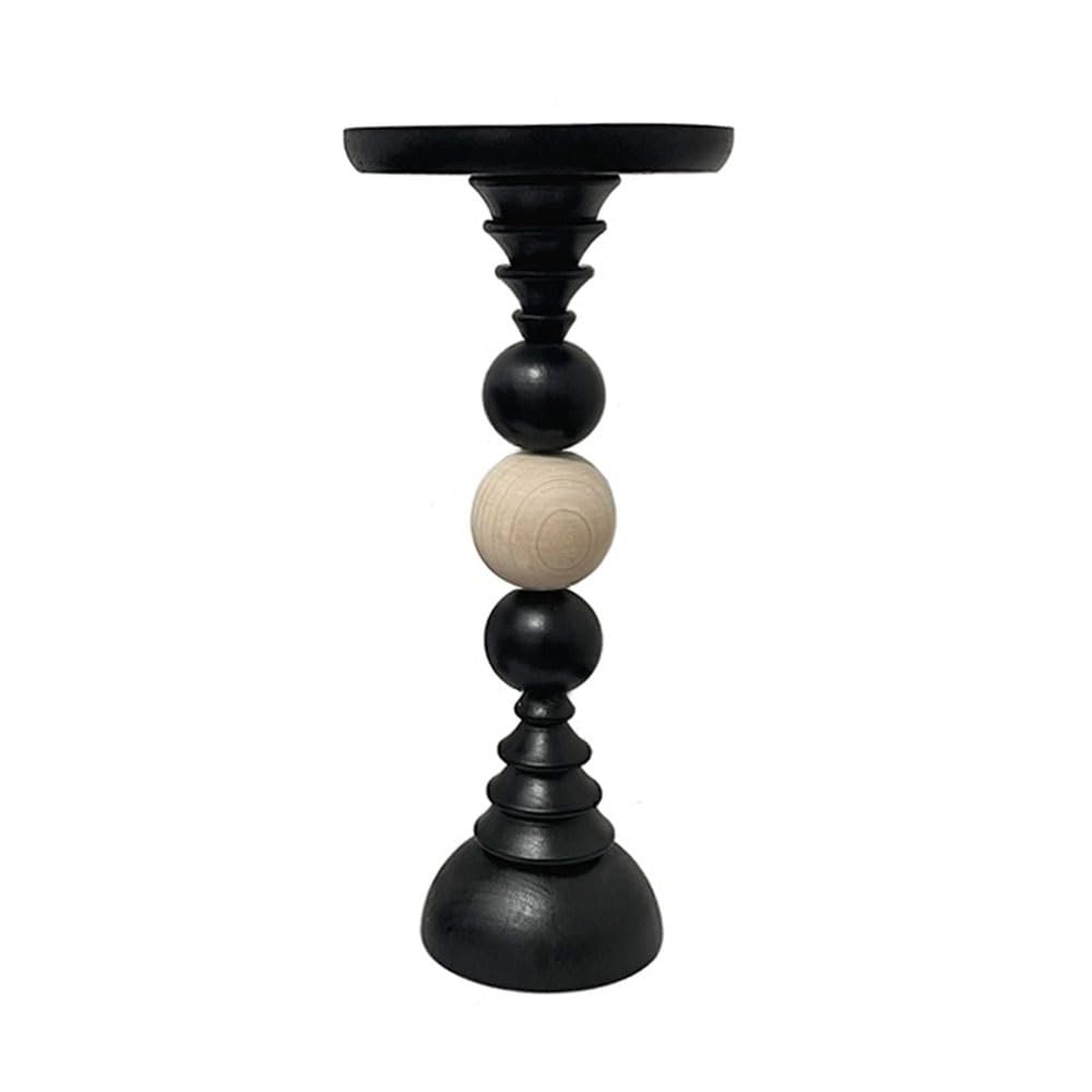 Vintage candle holder Vintage Wooden Pedestal Candle Holder with Tray Home Decor Dining Room Accent for Displays(Large)
