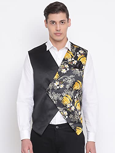 Image of VASTRAMAY Mens Silk Blend Nehru Jacket - Timeless Style & Versatility | Digital Floral Printed Ethnic Sleeveless Coat for Formal & Casual Wear