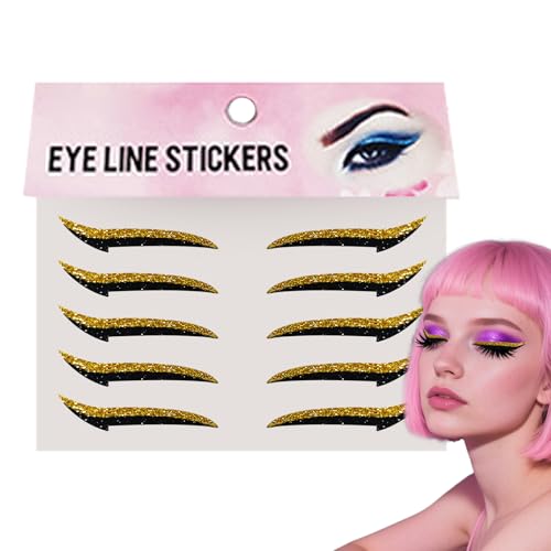 Eye Liner Stickers - Eyeshadow Eyelashes Patches, 10 Pieces Waterproof Eye Makeup Stickers, Long Lasting Eyeshadow Strip for Ladies, Girls, and Wives