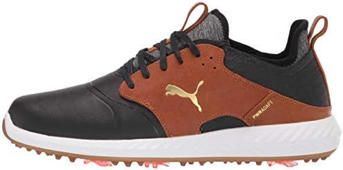 Puma Men's Ignite Pwradapt Caged Crafted Golf Shoe, Puma Black-Leather Brown-Puma Team Gold, 9 | Image 7