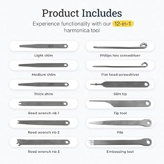 Harmonica 12 in 1 Repair Tool Kit by Harmo - 4 1/2 X 7/8 X 5/8 Inch Pocket Tool Set for Harmonica Service & Maintenance, Suited for All Brands - Hohner, Suzuki, Lee Oskar, Seydel - Designed in the USA – Image 3