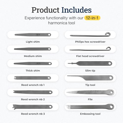 Harmonica 12 in 1 Repair Tool Kit by Harmo – 4 1/2 X 7/8 X 5/8 Inch Pocket Tool Set for Harmonica Service & Maintenance, Suited for All Brands – Hohner, Suzuki, Lee Oskar, Seydel – Designed in the USA - Les Beatles, Paul McCartney, John Lennon, RIngo Starr, George Harrison Harmonica 12 in 1 Repair Tool Kit by Harmo - 4 1/2 X 7/8 X 5/8 Inch Pocket Tool Set for Harmonica Service & Maintenance, Suited for All Brands - Hohner, Suzuki, Lee Oskar, Seydel - Designed in the USA – Image 4