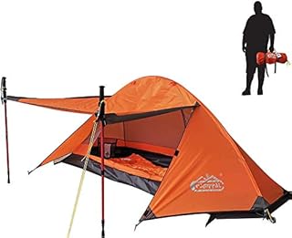 camppal 1 Person Tent Backpacking Camping Hiking Mountain Hunting Tent Lightweight and Waterproof for 4 Season Extreme Space Saving Single Bracket (Orange)