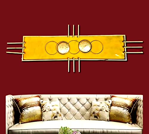 ZXC Metal Yellow Beautiful Wall Hanging for Home Decor, Living Room, Bed Room, & Office Multicolor (65 x 23 Inch).
