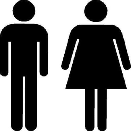Restroom toilet signage decal of a men women