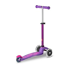 Micro Kickboard | Mini Deluxe LED | Three-Wheeled | Lean-to-Steer Swiss-Designed Micro Scooter | Motion-Activated Light-Up Wheels | Toddlers & Children Ages 2-5 (Purple/Pink)