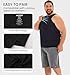 HOdo Big and Tall Mens Tight Undershirts Cotton A Shirts Sleeveless Shirts for Men Black 5XL