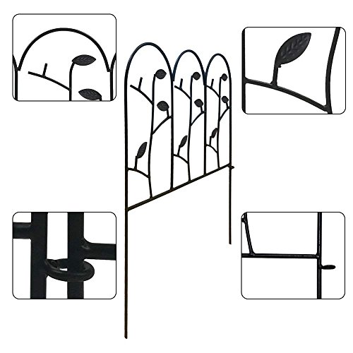 Amagabeli 6 Panels Decorative Garden Fence 7Ft(L) X 18In (H) Rustproof Animal Barrier Black Metal Fencing Border For Flower Bed Edge Section Outdoor Patio Garden Landscape Border Fencing Gf001 #TOP6