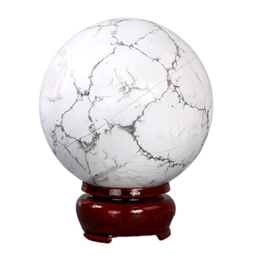 Boule de cristal blanc 65mm avec socle en bois de décoration Feng Shui