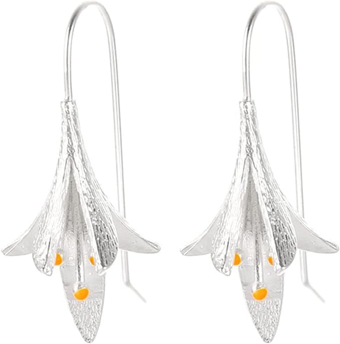 El Regalo Vintage Style Lilly Bell Flower Earrings for Girls & Women- 925 Silver Plated Dual Tone Classy, Statement Floral Earrings (B0CXN65FM2) Amazon Price History, Amazon Price Tracker