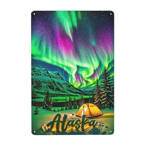 Alaska Retro Metal Wall Art Sign - Rustic Vintage Northern