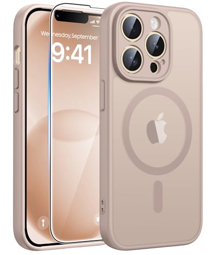 Image of FNTCASE for iPhone 13 Pro Case: [Compatible with Magsafe] Translucent Matte Cases with [Full Camera Protection] [Screen Protector] Military Grade Shockproof Protective Phone Cover - Desert Gold