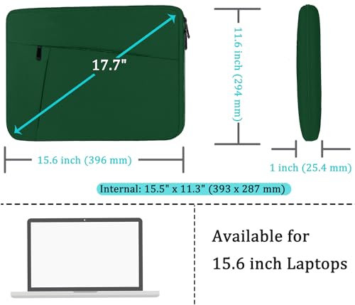 Image of 15.6 inch Laptop Case, Shockproof Protective Computer Carrying Cover with Front Pocket, Briefcase Handbags Laptop Bag for 15.6 inch HP, Dell, Acer, Asus, Notebook, Dark Green