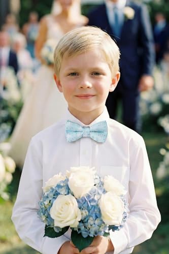 Image of HISDERN Bow Ties for Boys Pre Tied Toddler Bow Tie Adjustable Kids Bowties Clip On Fun Patterned Bowties for Wedding Party